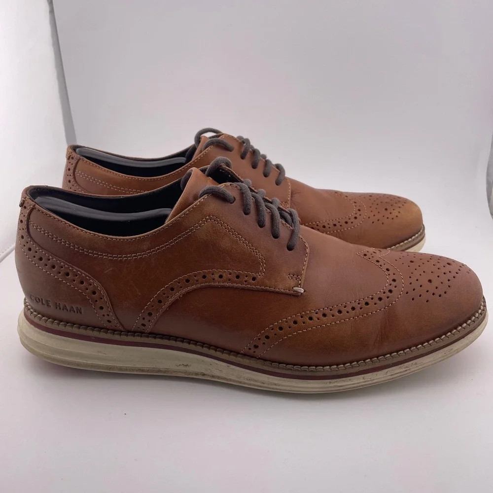 Cole Haan Original Grand‎ Wingtip Oxford Shoes Brown Leather Lace Up Size 10.5M